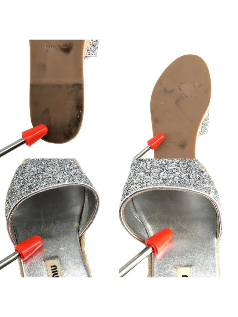 Miu Miu Espadrilles Sandals Silver Beige